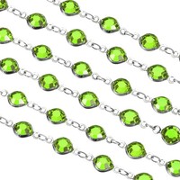 5 StüCk 5 Meter Strasskette, GrasgrüNe Perlenkette Mit Versilbertem Messing