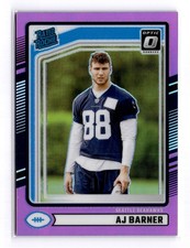 2024 Donruss Optic AJ Barner Rated Rookie Purple Prizm RC #367 Seahawks