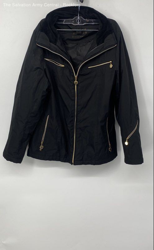 Calvin Klein Womens Black Long Sleeve Full-Zip Windbreaker J