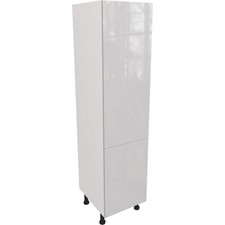 Fully Assembled 500mm Kitchen Tall Larder Unit With Gloss Light Grey Doors
