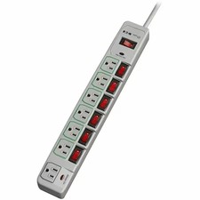 Tripp Lite Tlp76msg Outlet Strip, Surge, 7 5-15R, 5-15P, 6 Ft., Gray