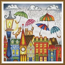 Creative Сross Stitch Embroidery Kit "Fall in love in the rain" Nova Sloboda