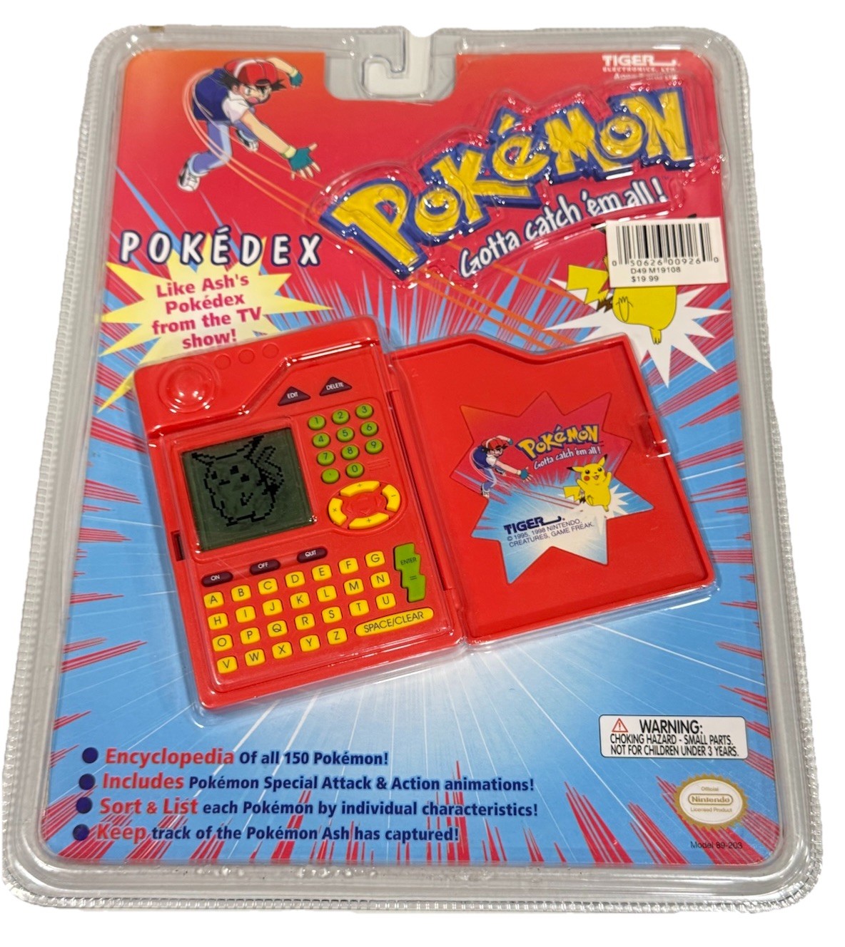 1999 Vintage Tiger Pokemon Pokedex Electronics Encyclopedia Open Package