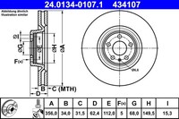 2Er Set Bremsscheiben ATE 24.0134-0107.1 Audi 4G0 615 301 C