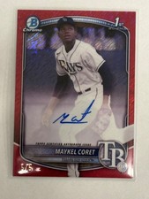 2025 bowman chrome Maykel Coret 1st bowman auto red shimmer /5 auto bookend