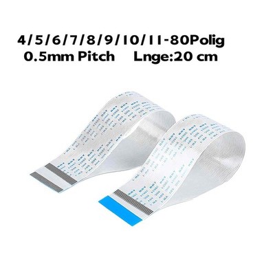 FPC FFC Flachbandkabel Flat Kabel 0.5mm Pitch, 4-80 Pin, Typ A/B Forward/Reverse