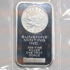 1 oz .999 Fine Sunshine Minting Silver Bar Sealed 97.99 per troy oz