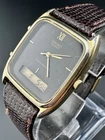 Vintage Seiko Watch Men Black /Gold Analog Digital H601-5438 PARTS Or Repair J4