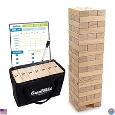 Giant Tumbling Timber Toy - 56 Pine Wood Blocks Tower Game for Kids & Adults