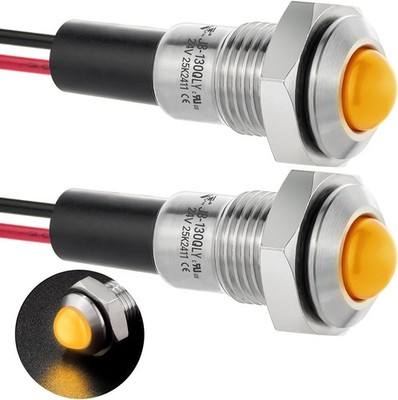 UL Listed 8mm 0.31 Mini Yellow LED Indicator Light 12V 24V Waterproof IP67