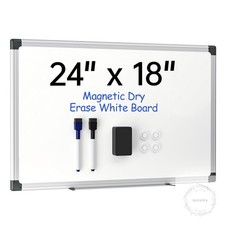 24" x 18" Magnetic Whiteboard for Wall Dry Erase Board with Silver Frame Hanging