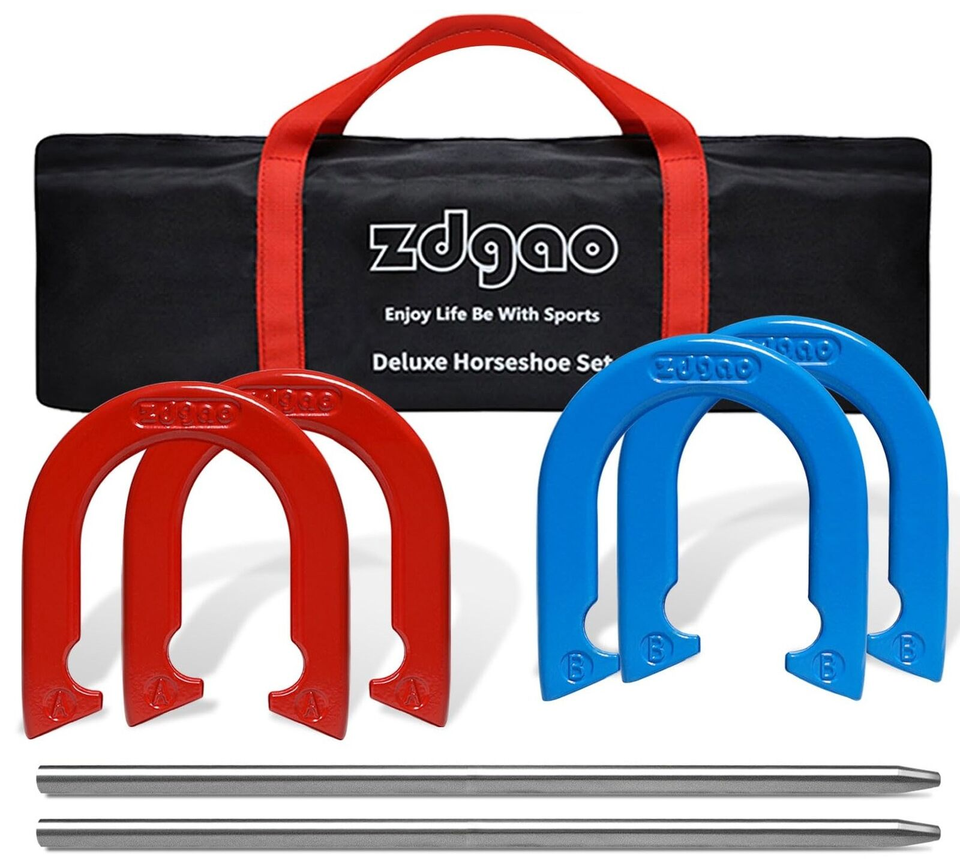 Horseshoes outside Game SetPortable Outdoor Horseshoe Set Includes 4