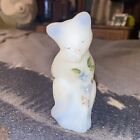 Fenton Hand Painted Grooming Cat Opal Sanded Rare Lynn Fenton Figurine Glass 05