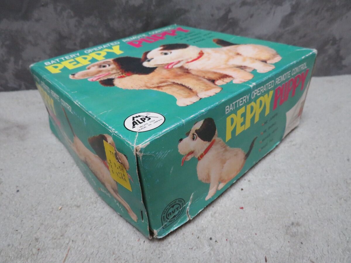 Vintage ALPS Japan Toy Battery Op RC PEPPY PUPPY Barks and Walks with Box Vintage ALPS Japan Toy Battery Op RC PEPPY PUPPY Barks and Walks with Box