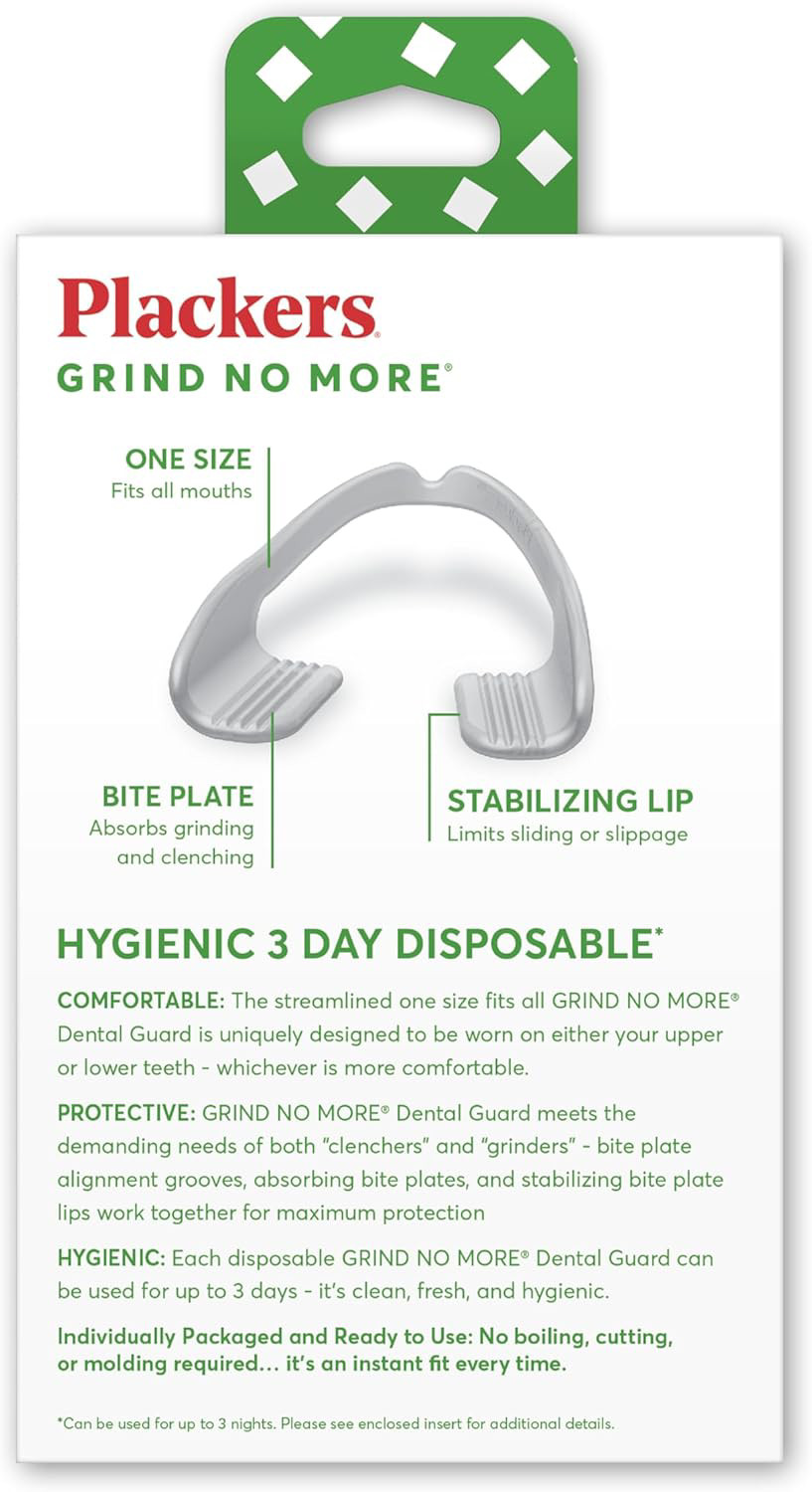 Plackers Grind No More Night Guard, Nighttime Protection for Teeth, BPA Free, to