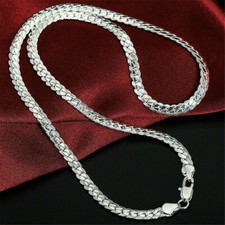 20" Mens Womens 925 Sterling Silver 5mm Snake Flat Chain Necklace
