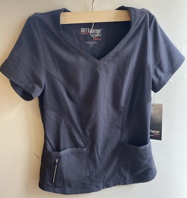 GREY S ANATOMY BARCO Stretch Spandex 3 POCKET  SCRUB TOP Gray NEW w Tag Size XS