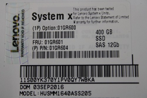 Lenovo System X 01GR600 01GR601 01GR604 400GB SAS 12Gb/s 2.5" SSD - Afbeelding 5 van 5