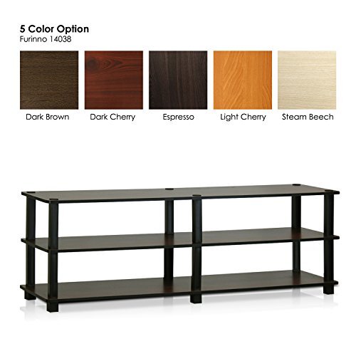 Furinno Turn-S-Tube No Tools 3-Tier Entertainment TV Stands, Dark Brown and