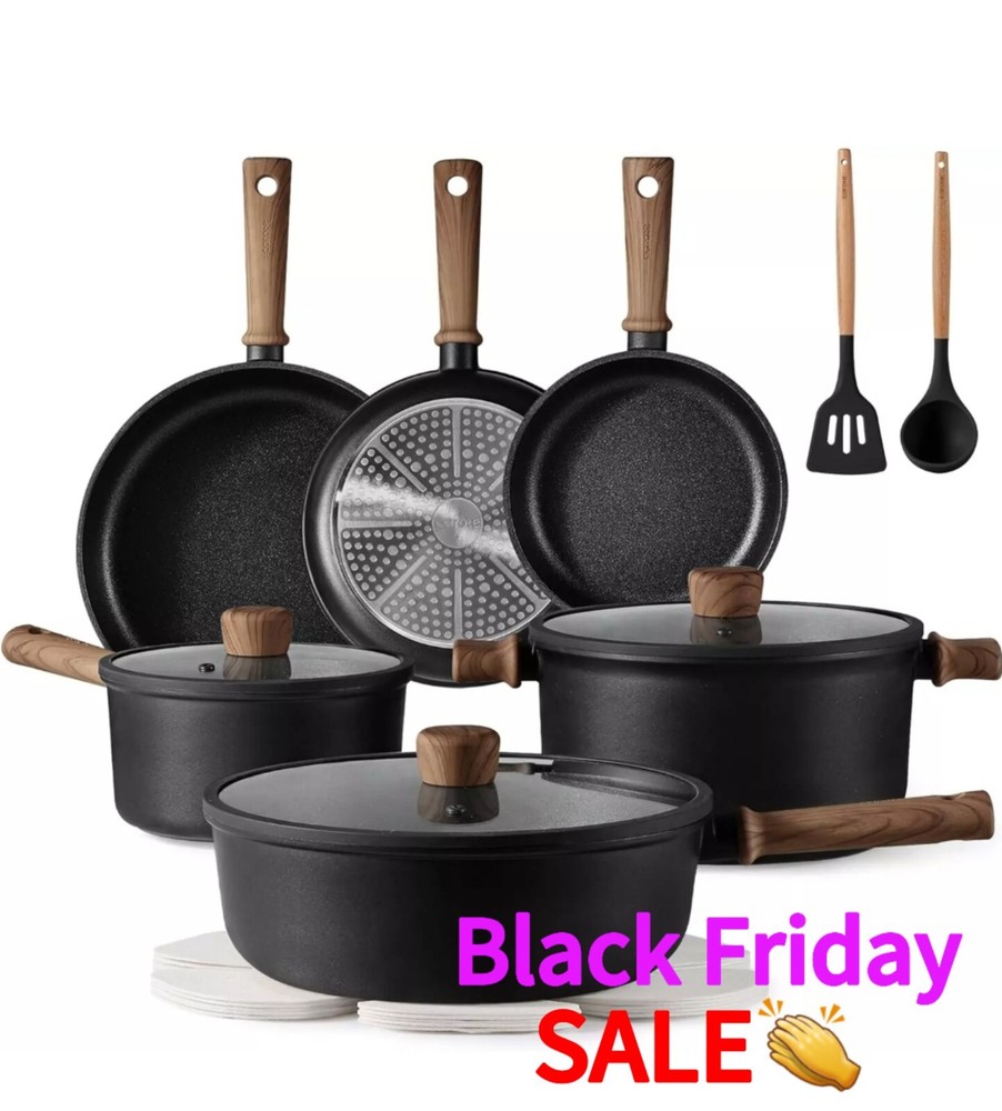 Nonstick Pots and Pans,Cookware Set 16Pcs Kitchen Cooking Sets, 16Pcs Pots and P