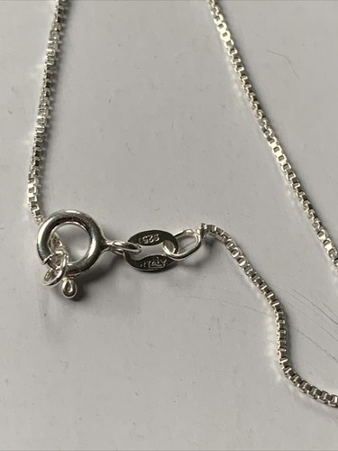 Sterling Silver BOX Chain Necklace 1.1-1.2mm Stamped 925 Italy 2.1gr - Picture 4 of 4