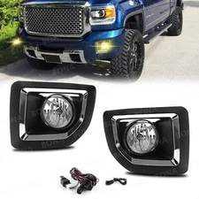 Fog Lights Front Bumper Lamps For 2015-2019 GMC Sierra 2500HD 3500HD+Wiring