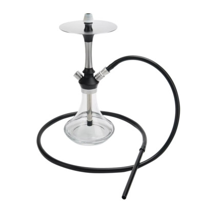Modern Luxury Hookah w Glass Base - Silver and Free Gift