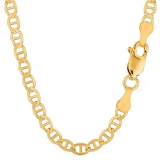 14k Yellow Real Gold Mariner Link Chain Necklace, 6.0 mm, 20"