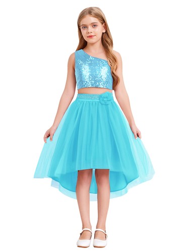 Mädchen Kleidensatz Armlos Perlen-Outfit Unregelmäßiger Saum Solid Color Luxus - Bild 67 von 81
