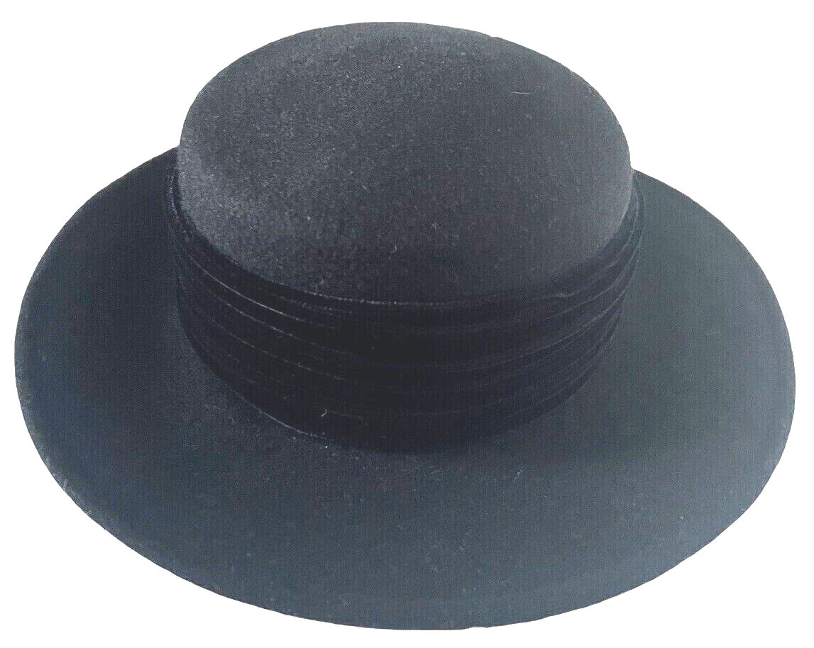 Michelle Black Wool with Brown Gathered Velvet Hat Michelle Black Wool with Brown Gathered Velvet Hat main image 4