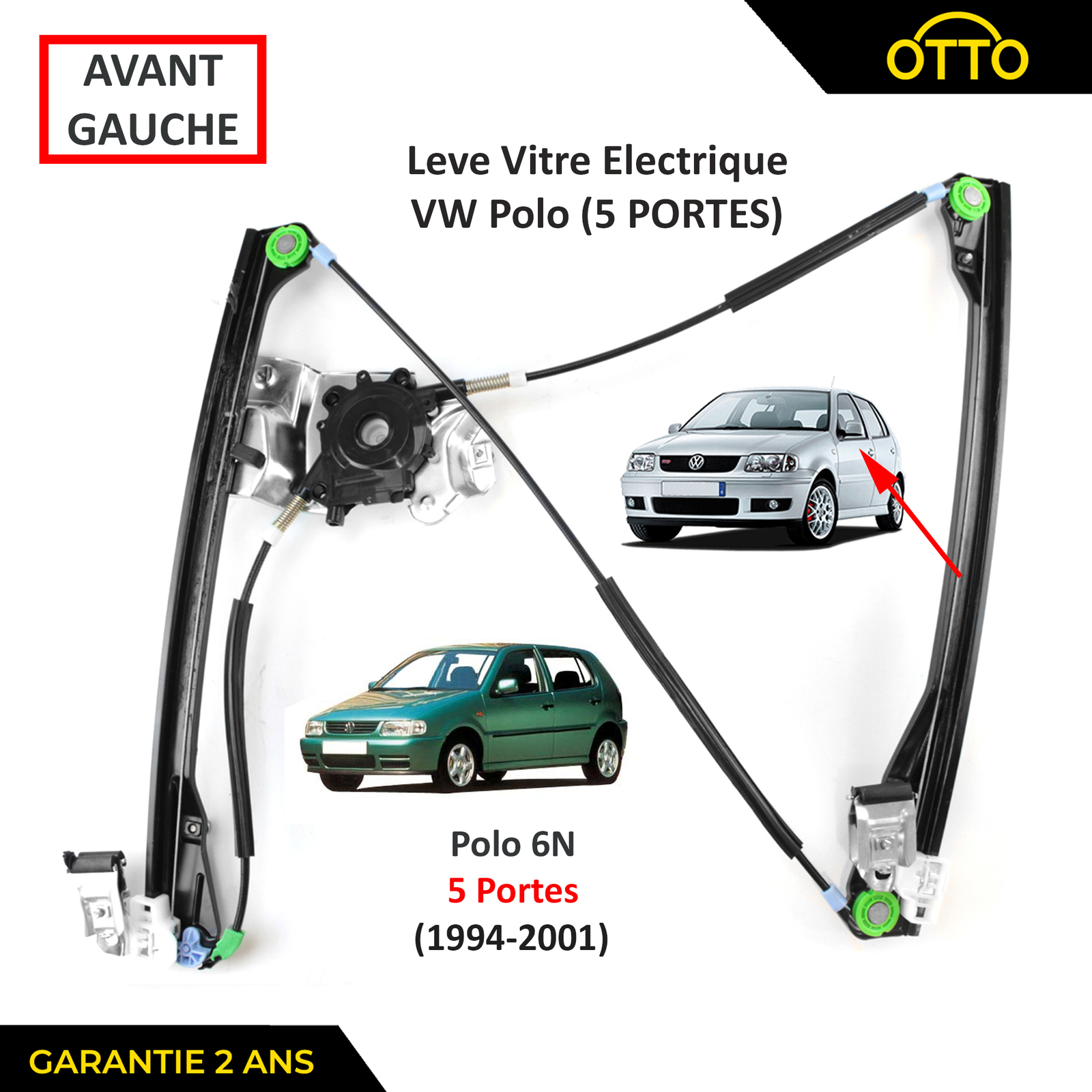Lève-vitre électrique avant gauche Polo 6N pour rouler au frais 1994-1999