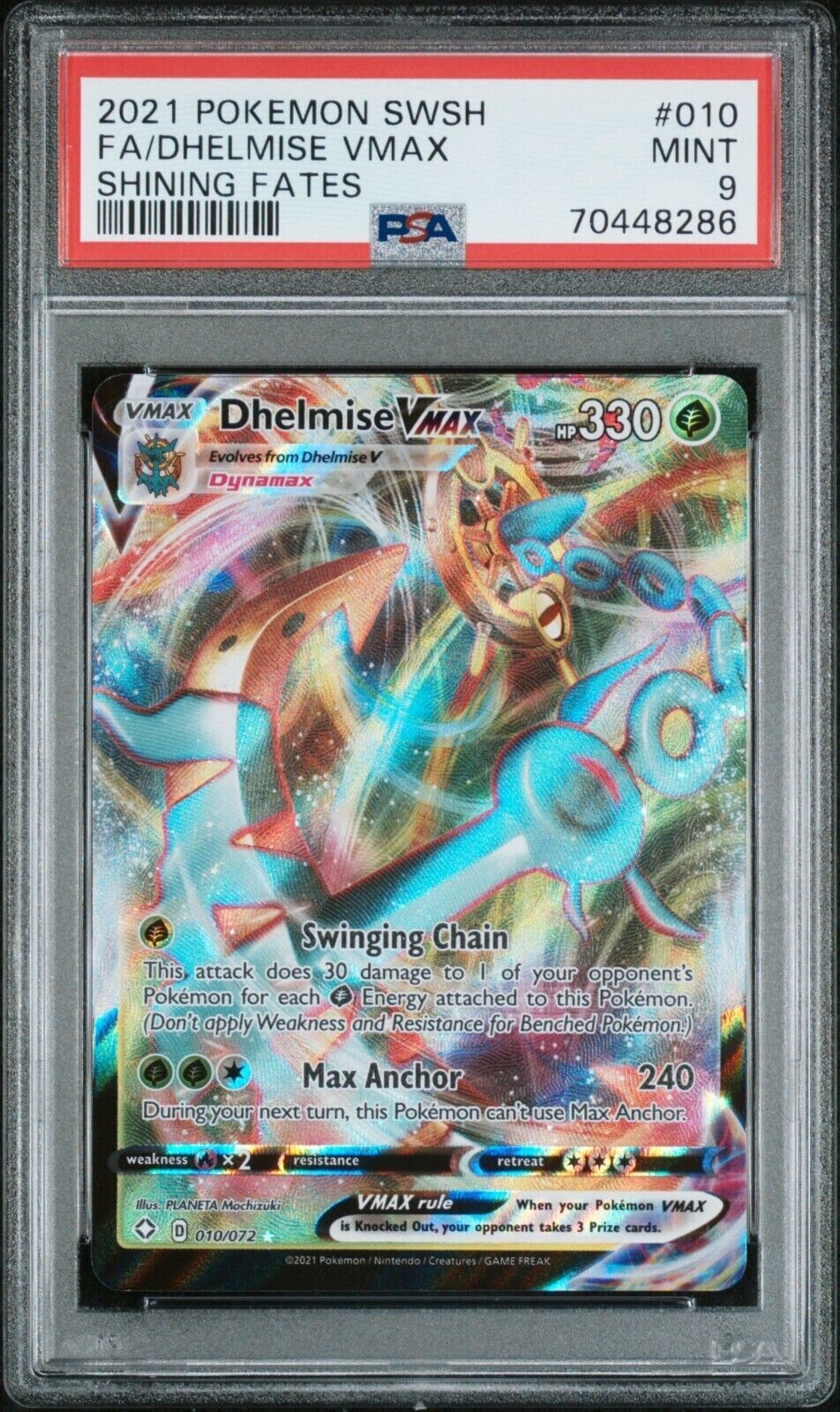 PSA 9 2021 Pokemon Shining Fates Dhelmise Vmax 010 FA