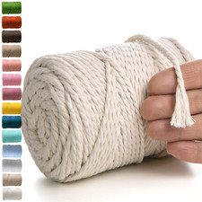 MeriWoolArt Makramee Garn 4mm - Makramee kordel 75m, Super weiches Baumwollgarn