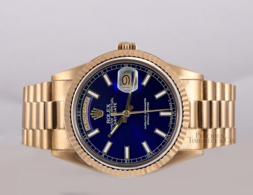 Rolex Herren Day-Date 18038 Presidential 18k Gold 36 mm Uhr - blauer Stick Marker Zifferblatt - Bild 3 von 5