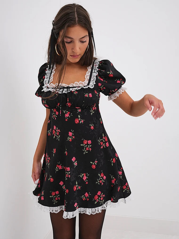 for love and lemons june mini dress NEW For Love and Lemons June Mini Dress Pink Floral Size XL