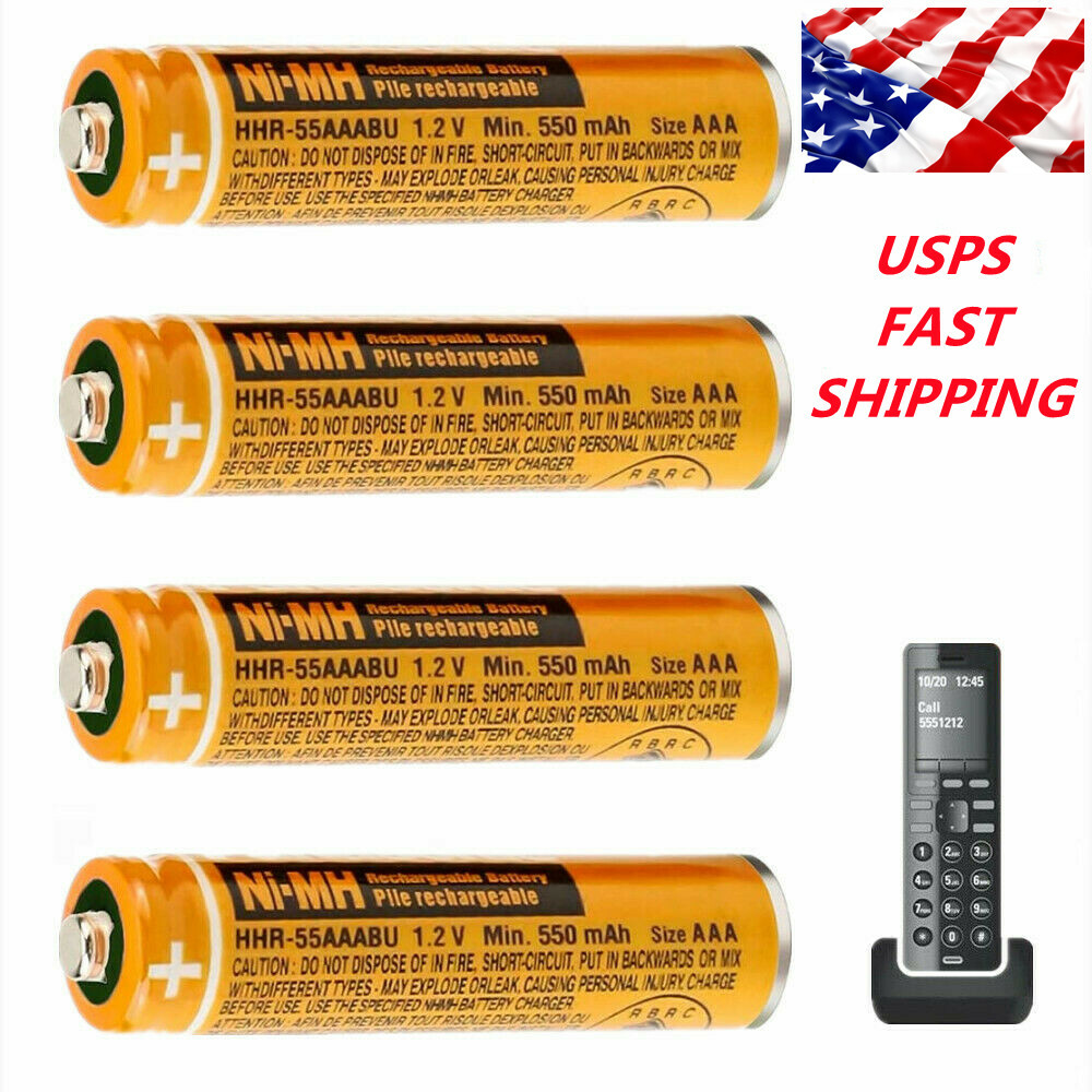 4Pack Panasonic NIMH AAA Rechargeable Batteries 550MAH for Cordless