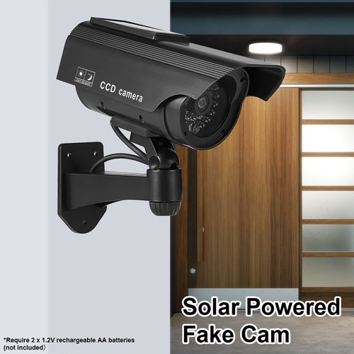 2 PC Solar Power Dummy Fake Security CCTV Camera Outdoor LED Light Surveillance - Picture 3 of 13