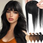 Clip In Top Topper Remy Human Hair Women's Hairpiece with Bangs MONO Base Toupee