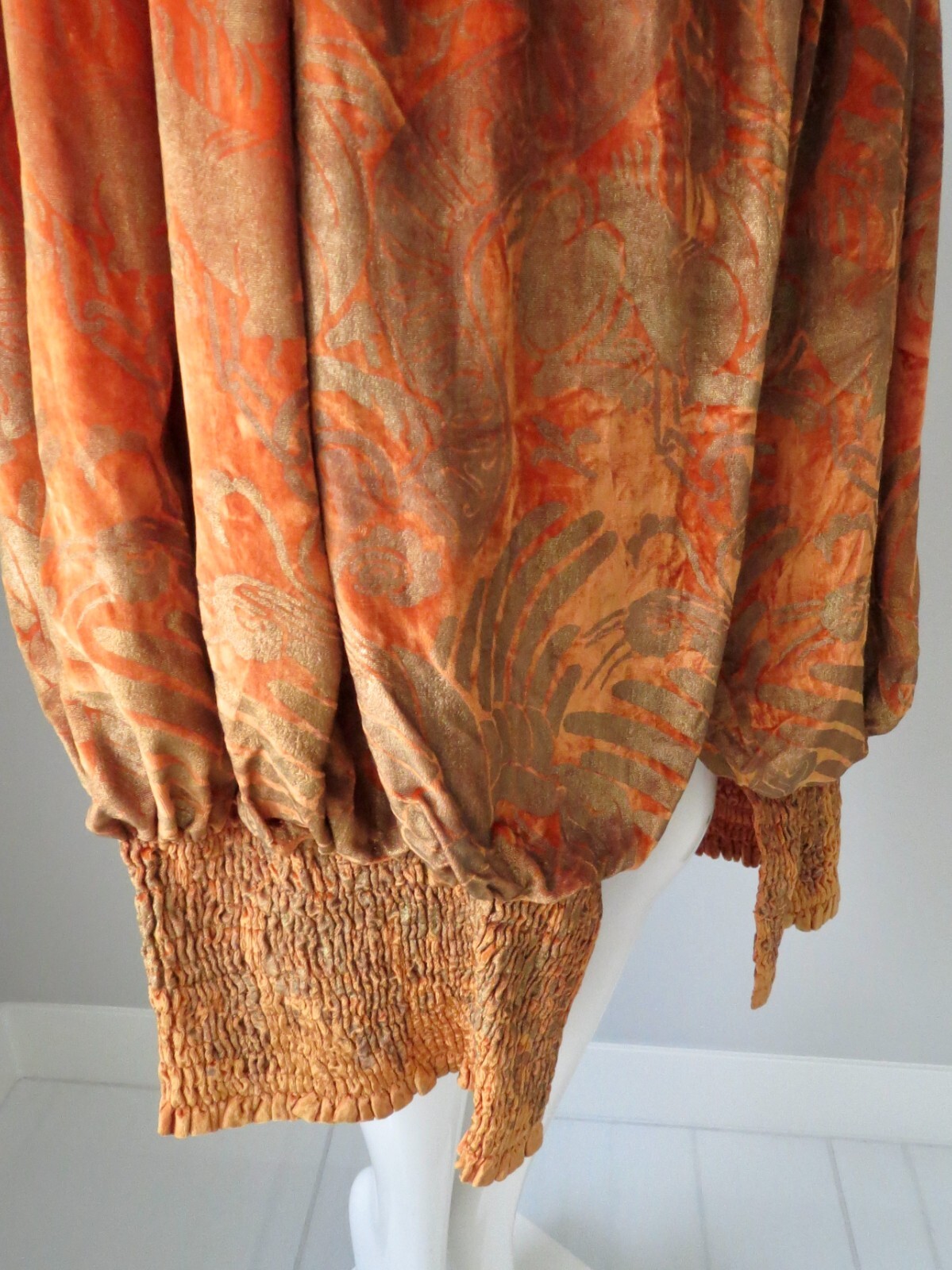 Antique 1920s Cocoon Coat Cape Silk Velvet Gold L… - image 5