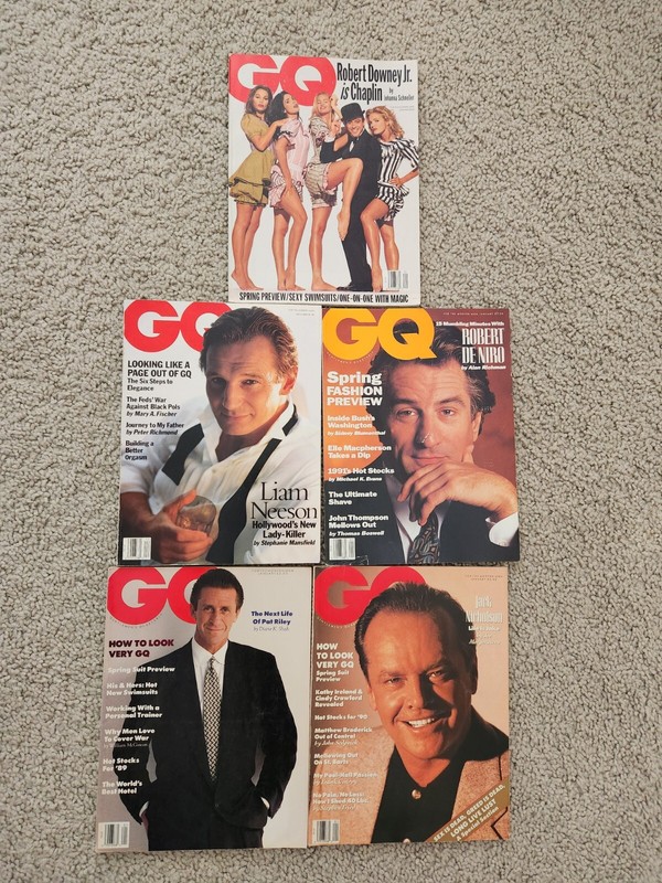 GQ Magazines 1989-93 Neeson-Riley-Nicholson-Downey-De Niro