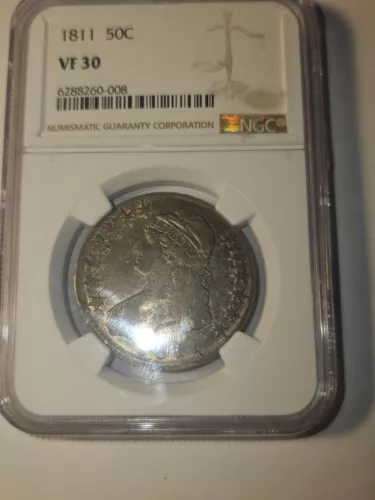 1811/11  Capped Bust Silver Half Dollar NGC VF-30   Overdate on Last Digit  1/1