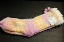 1 Pairs Woman's Lurex Critter Slipper Sock L/LX 8-10 White Non Skids soft or pk