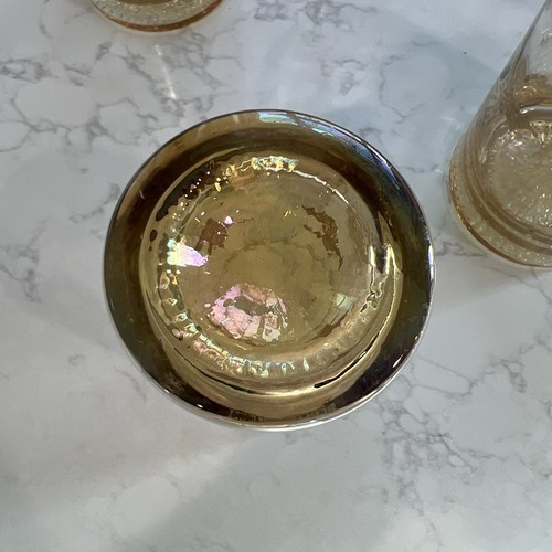 Vintage Culver Clear Gold Angels/Stars Snowflakes Iridescent Bottom Glasses - 6 - Picture 6 of 16