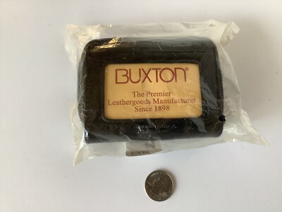 Buxton Black VTG Two Zip Leather Wallet Change Purse Coin Card ID Holder; NEW.