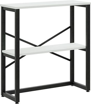 furniChic Console Table Moderno 2 Ripiani, Design Industriale, Bianco 85x30x80