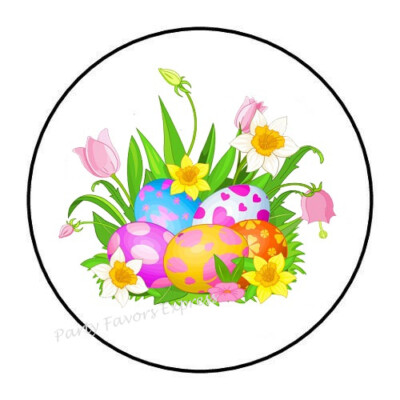 10cm Auto-Aufkleber Sticker Decal Laptop Farbe Easter Eggs Flowers Rund R3820