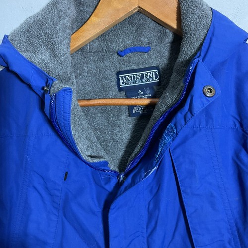 Land’s End Kids Winter Jacket Small 7-8 Blue Hoodie fleece lined - Picture 3 of 6