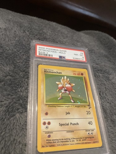 Pokemon TCG Hitmonchan Base Set 2 - 8/130 Holo Rare - PSA 8 NM MINT! - Picture 2 of 4