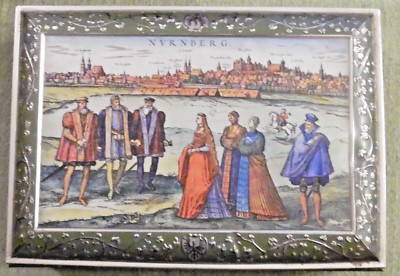 Alte Dose , Blechdose , E. Otto Schmidt , 42 x 30 x 17 cm , Historische Trachten