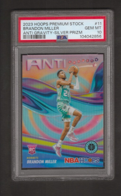 2023 Hoops Premium Stock #11 Brandon Miller Anti Gravity Silver Prism PSA 10